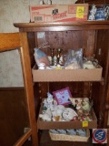 (Contents of display Cabinet), includes 4 pc Norman Rockwell mugs, music box, corn cob pipe, and