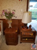 Side Table with Door, 19x19x21, Lamp with Ducks, framed artwork, (2) VHS Tape holders