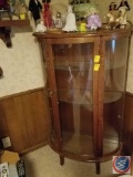 Round Bubble Front Glass Curio Cabinet 62x36x20 with lights and Key