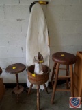 Ironing board, bar stool, basket stand, two tiered side table