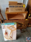 Vintage TV Tray, Lap TV tray by Beech Wood, (2) bird houses, 3 shelf wooden small bookcase