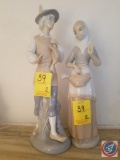 (2) Porcelain boy and girl figurines