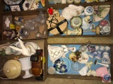 (4) Flats containing assorted figurines and glass bottles/jars