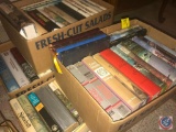 (4) boxes of books, including a Webster's Dictionary Copyright 1953, and 1943, 1946, 1949, 1950,