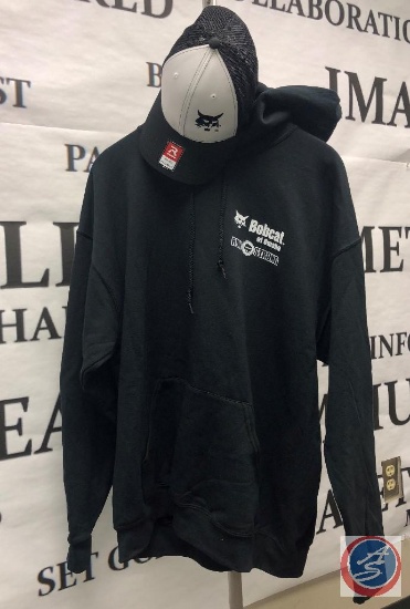 Bobcat of Omaha Black Pullover Hoodie (size XL) and Black Cap