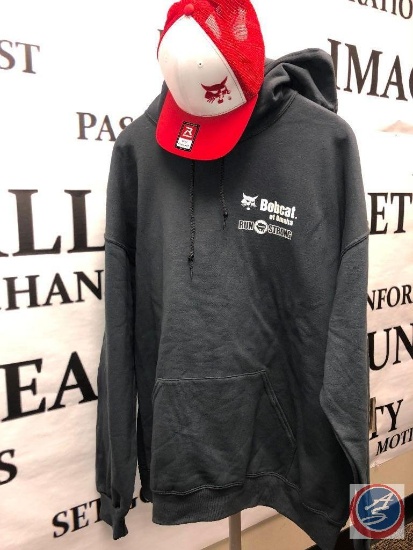 Bobcat of Omaha Grey Pullover Hoodie (size 2XL) and Red Cap