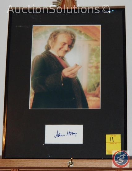 "Lord of the Rings" Lithograph w/ "Ian Holm" autograph below on notecard