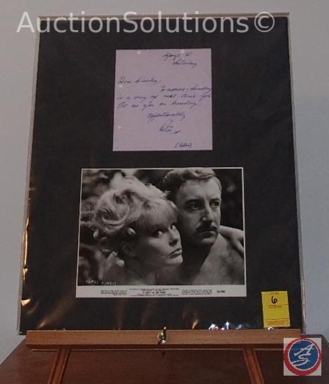 "A Shot in the Dark" still-frame w/Autograph of "Peter Sellers" on memo above