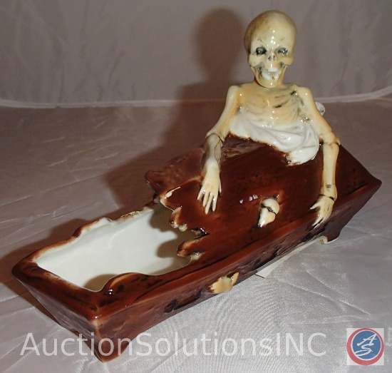 Porcelain Glazed Coffin w/ Skeleton