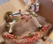 Lighted Deer Display in Woven Basket, Musical Carousel Horse, Mary and Baby Jesus Small Wreath,