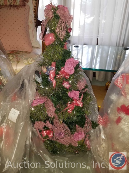 3 ft. Pink Decorated Tree and 3 ft. Peach and Gold Decorated Tree