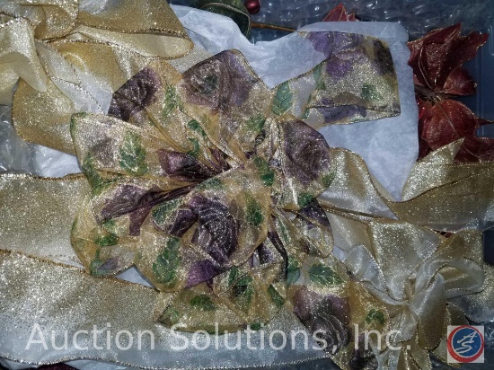 Dove Hanging Ornaments, Gold Bows, Picks and Stems, Assorted Festive Holiday Fabrics [Totes