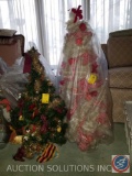 3 ft. Red and White Decorated Tree and 1 ft. Siver and Gold Decorated Tree