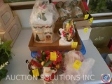 Snoopy and Woodstock Winter Figurine, Musical Santa Snow Globe, Homco Santa Cookie Jar, Santa
