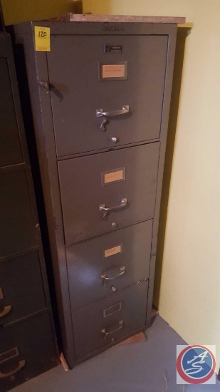 4 Drawer Blue Shaw Walker File Cabinet Measuring 52 X 31 1/4 X 17 1/4in. (Very Heavy Plan for