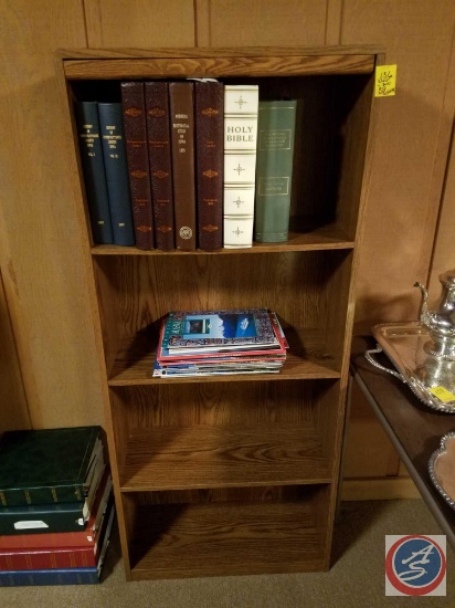 4 Tier Book Shelf Measuring 54 X 23 1/2 X 9 1/2in. Contents Included: History of Pottawattamie