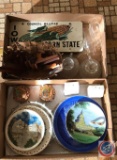 Collectible Plates and Stands, Hurricane Glass Candle Holders, Wicker Basket