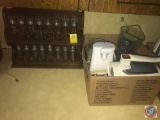 Wooden Spice Rack with Spice Jars, Electric Can Opener and Electric Knife, Vintage GE Hand Mixer