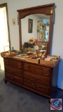6 Drawer Dresser with Attached Mirror 72 X 52 X 17 1/2in.