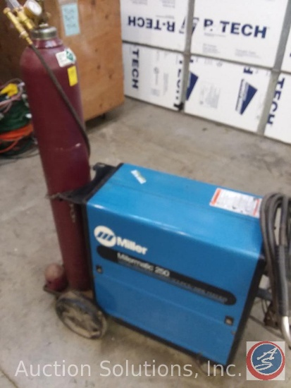 Miller 250 Wire Feed Welder on Cart w/ Tank, Hoses and Gauges