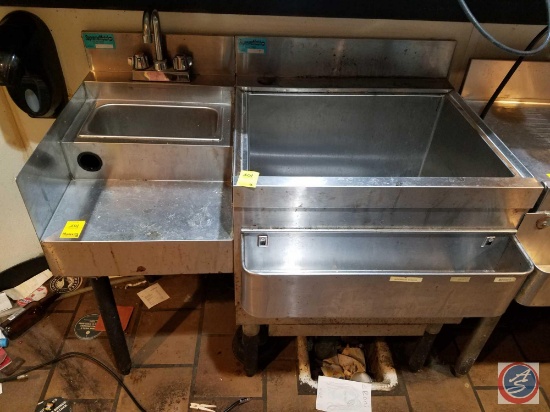NSF Stainless Steel Bar Sink and Ice Well with Speed Rail Measuring 38 X 25 X 34