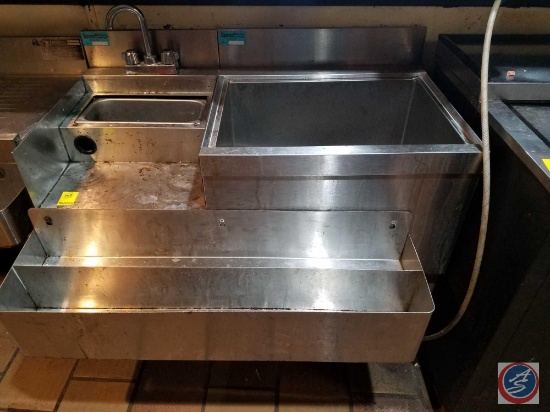 Supreme Metal NSF Bar Sink and Ice Well with 2 Tier Speed Rail Measuring 38 X 29 1/2 X 34