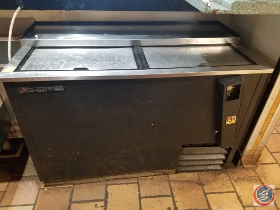 True Horizontal Sliding Door Bar Cooler with Bottle Opener Measuring 50 X 27 X 33 1/2