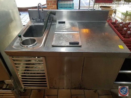 Flip Top Ice Cream Freezer with Sink and Scoop Washing Station Measuring 46 X 32 X 42 1/2