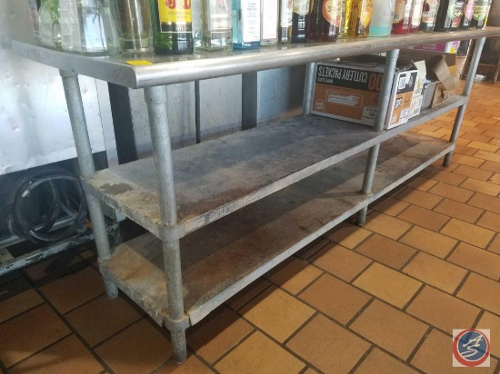 Stainless Steel Counter Top with Two Shelves Measuring 96 X 24 X 34