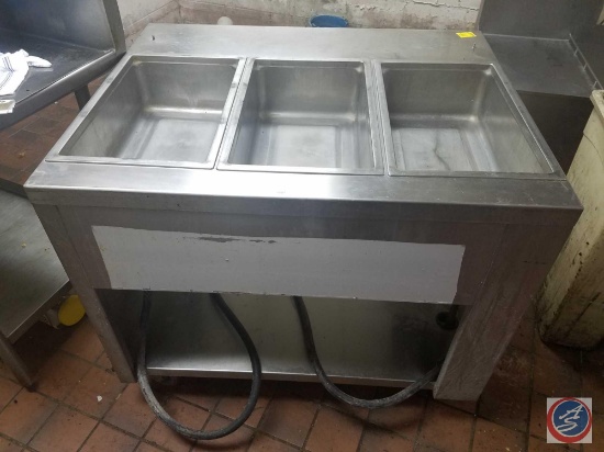 3 Bay Stainless Steel Steam Table Measuring 42 X 34 1/2 X 35 1/2