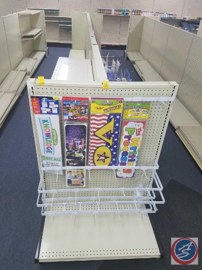 (5) Four foot Sections of Lozier Shelving with 54 inch uprights (8) 13 inch shelves and (2) 16 inch