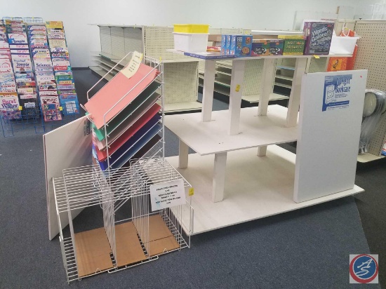 Three Tier Display Shelf Measuring 48 X 66 X 49, Poster Display Rack Measuring 20.5 X 29.5 X 17.5,