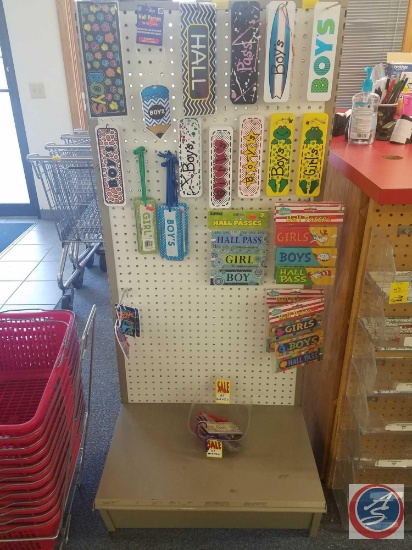 Single Sided Peg Board Display with Shelf Measuring 54 X 16