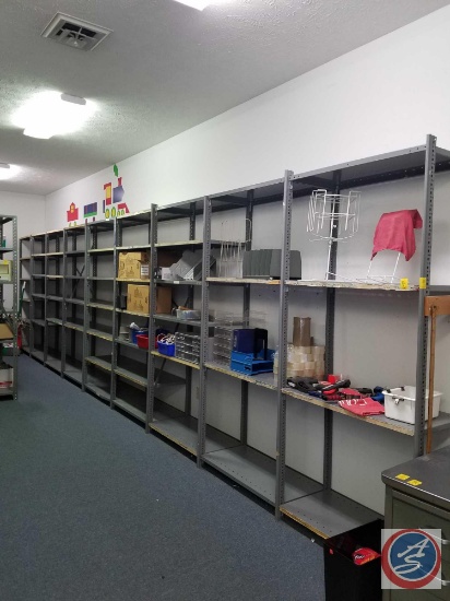 Metal Storage Shelving Unit Measuring 87 X 36 X 18 (SOLD 9X'S THE MONEY)