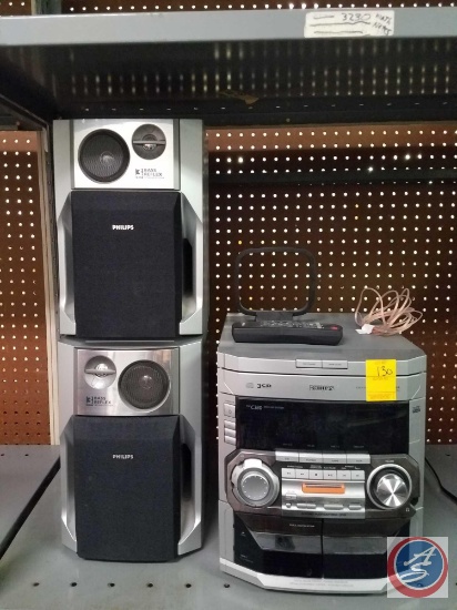 Phillips Desktop CD AM/FM Stereo System with Two Speakers and Remote (Model FWC3803701)