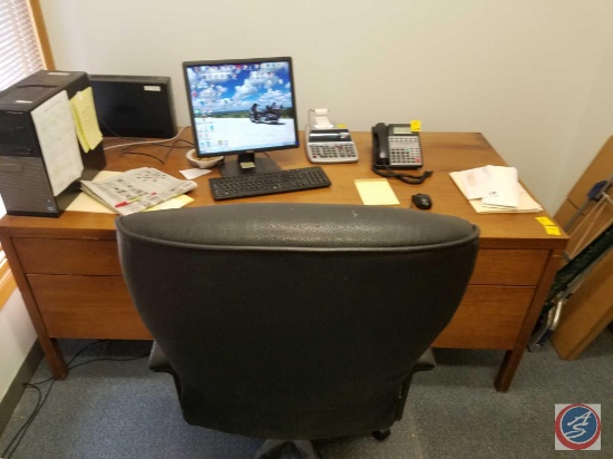 Wooden Office Desk with 4 Drawers Measuring 72 X 36 X 30 with Rolling and Swiveling Office Chair
