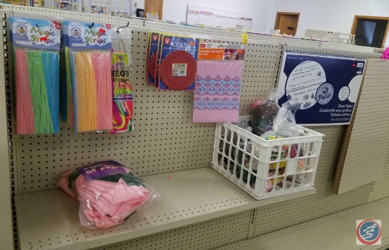 (4)Remnant Yarn Pack, 15 pkgs of Magic Strips, 2 pks of Neon Art Yarn, 4 Pkgs of Red Doilies 6"