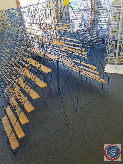 Blue Wire Book Rack Measuring 54 X 23 X 25.5 (SOLD 2X'S THE MONEY)