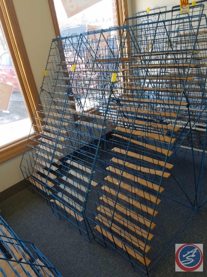 Blue Wire Book Rack Measuring 51.5 X 18.25 X 24 (SOLD 3X'S THE MONEY)