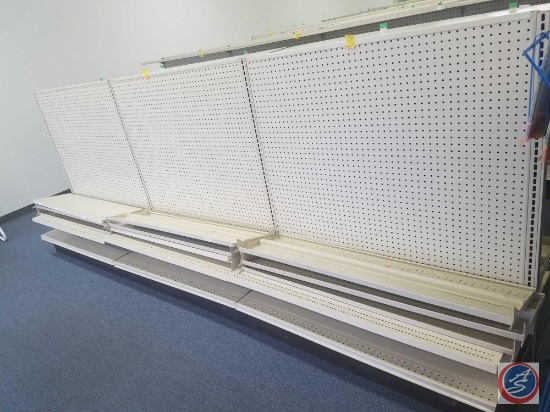 Lozier Brand, 3 Sections of Double Sided Gondola Measuring 49 X 54, Including 4 Adjustable Shelves
