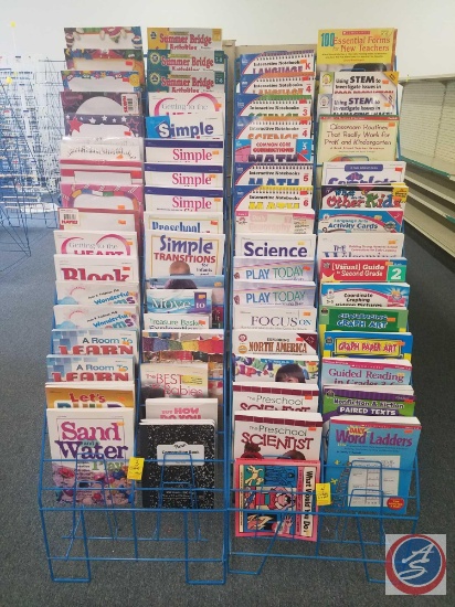 Blue Wire Book Rack Measuring 51.5 X18.5 X 25 (SOLD 2X'S THE MONEY)