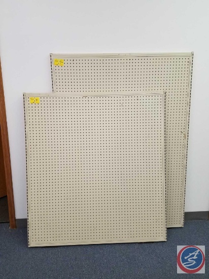 Two Pieces of Peg Board Shelving Measuring 49 X 65.5 and 48 X 54