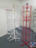 Free Standing Three Tier Rotating Magazine Rack Each Tier Having 4 Units Measuring 69 X 38, Red Two