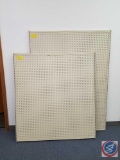 Two Pieces of Peg Board Shelving Measuring 49 X 65.5 and 48 X 54