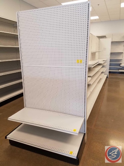 7 Sections of Lozier Shelving, Single Sided; including 48 Shelves Measuring 4' x 19", (12) Uprights