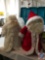 Two Table Top Vintage Santa's One with Red Velvet Robe The Other with White Velvet Robe Approx. 2