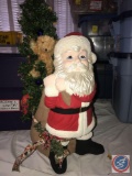 Hand Painted Ceramic Santa Clause with Christmas Tree Approx. 3 ft. Tall