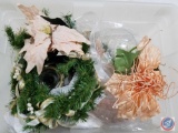 Candle Centerpiece, Beads and Floral Pieces in Rubbermaid Tote