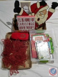 Poinsettia Holiday Hand Towel, Poinsettia Clip-On Bows, and Assorted Christmas Cards and Small Bags,