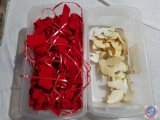 Red Velvet Bows, Plastic Doves, Purple and White Ornaments and Assorted Ribbon